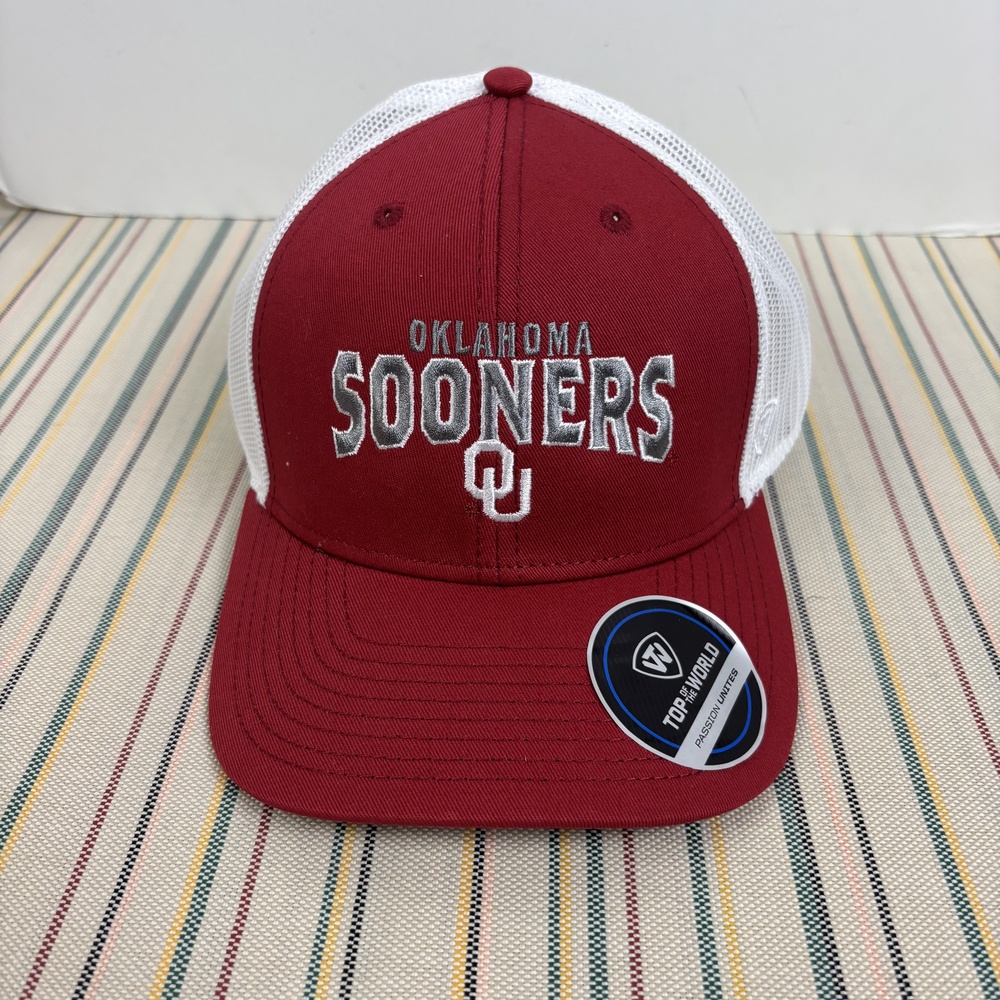 Oklahoma Sooners Hat Cap Snap Back Mens One Size Red NCAA Football Top Of World